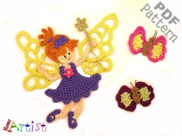 Fairy Butterfly Corchet Applique Pattern