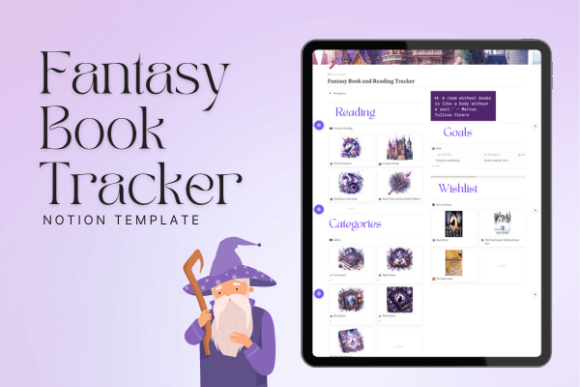 Fantasy Book Tracker Notion Template PLR