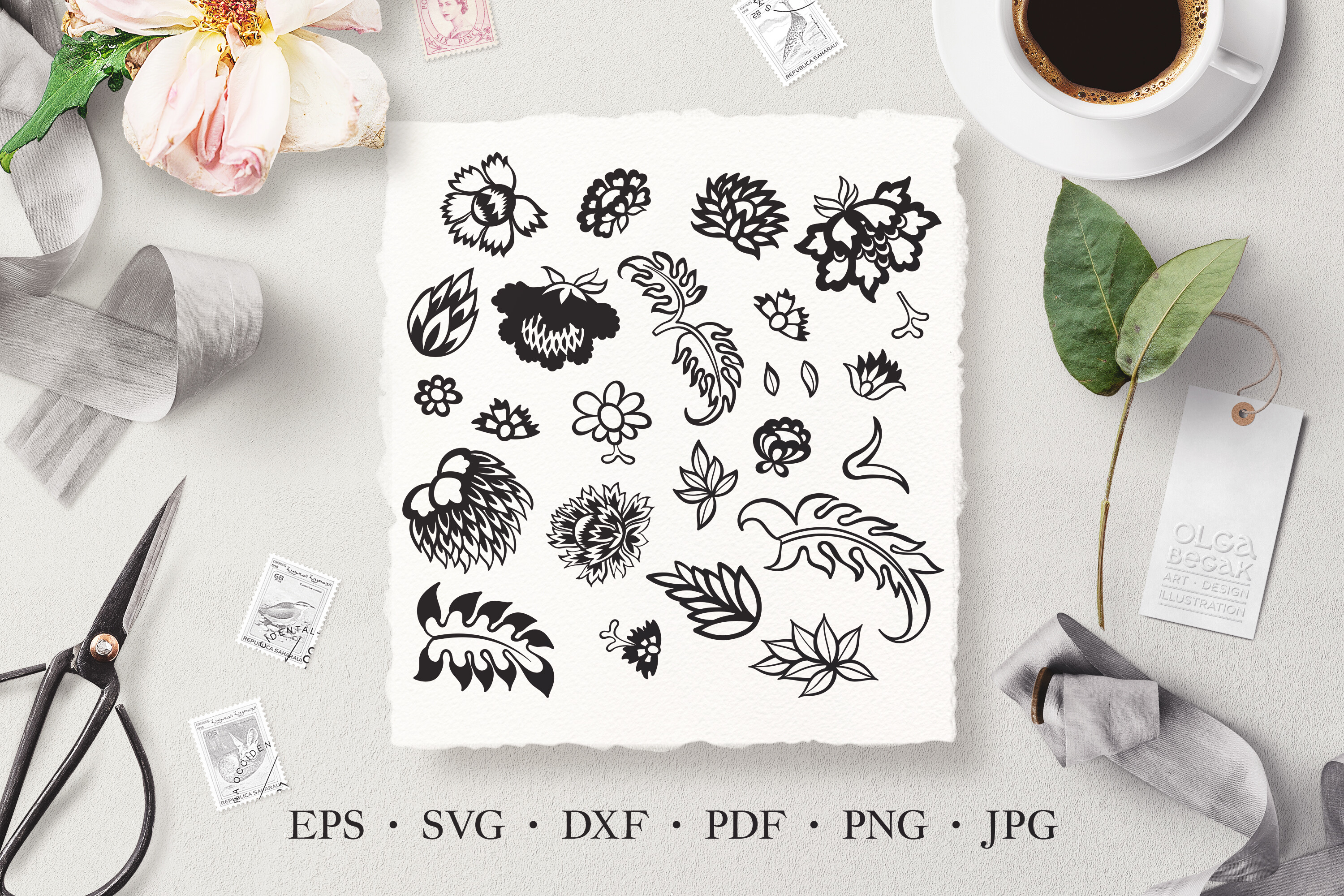 Floral Botanical Elements SVG Bundle Graphic by Olga Begak Art & Design ...
