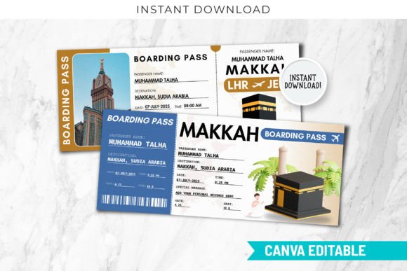 Hajj Boarding Pass Canva Trip Ticket