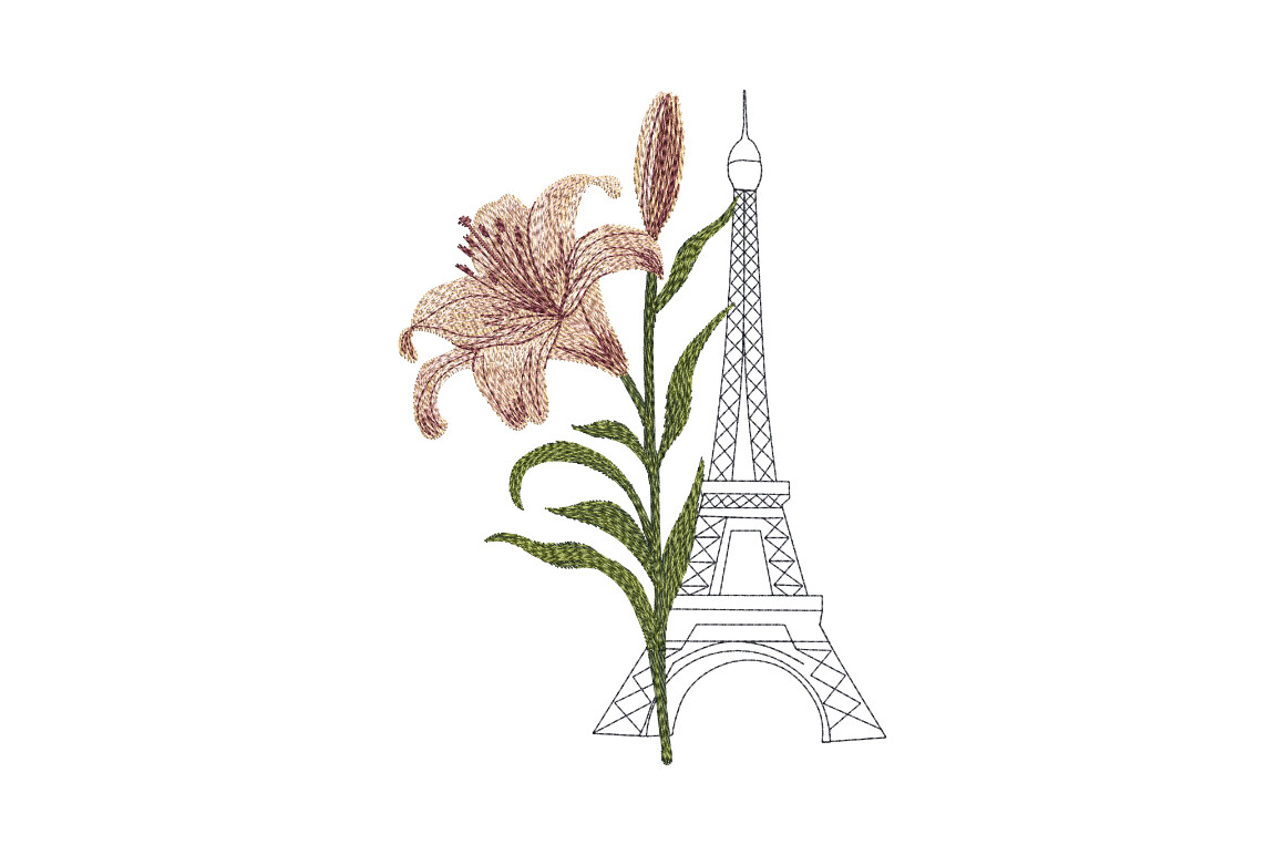 Lily Flower and Eiffel Tower