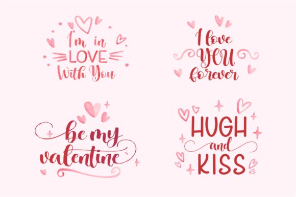 Lovely Valentine Duo Font PNG with transparent background - Preview 4