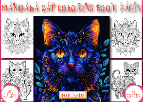 150 Mandala Cat Coloring Pages for Kids