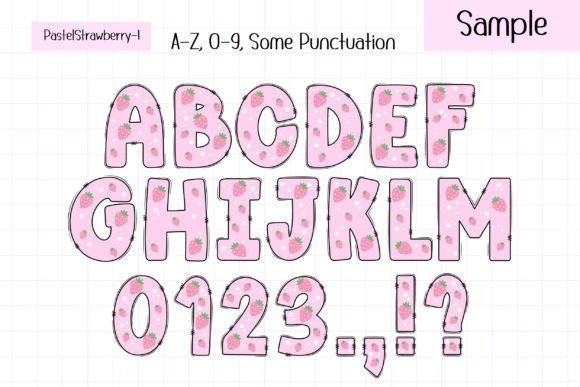 Pastel Strawberry Font PNG with transparent background - Preview 2