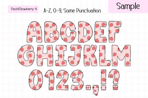 Pastel Strawberry Font PNG with transparent background - Preview 5