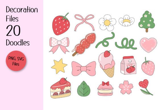 Pastel Strawberry Font PNG with transparent background - Preview 6