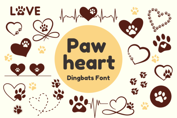Paw Heart Dingbats Font By Nun Sukhwan
