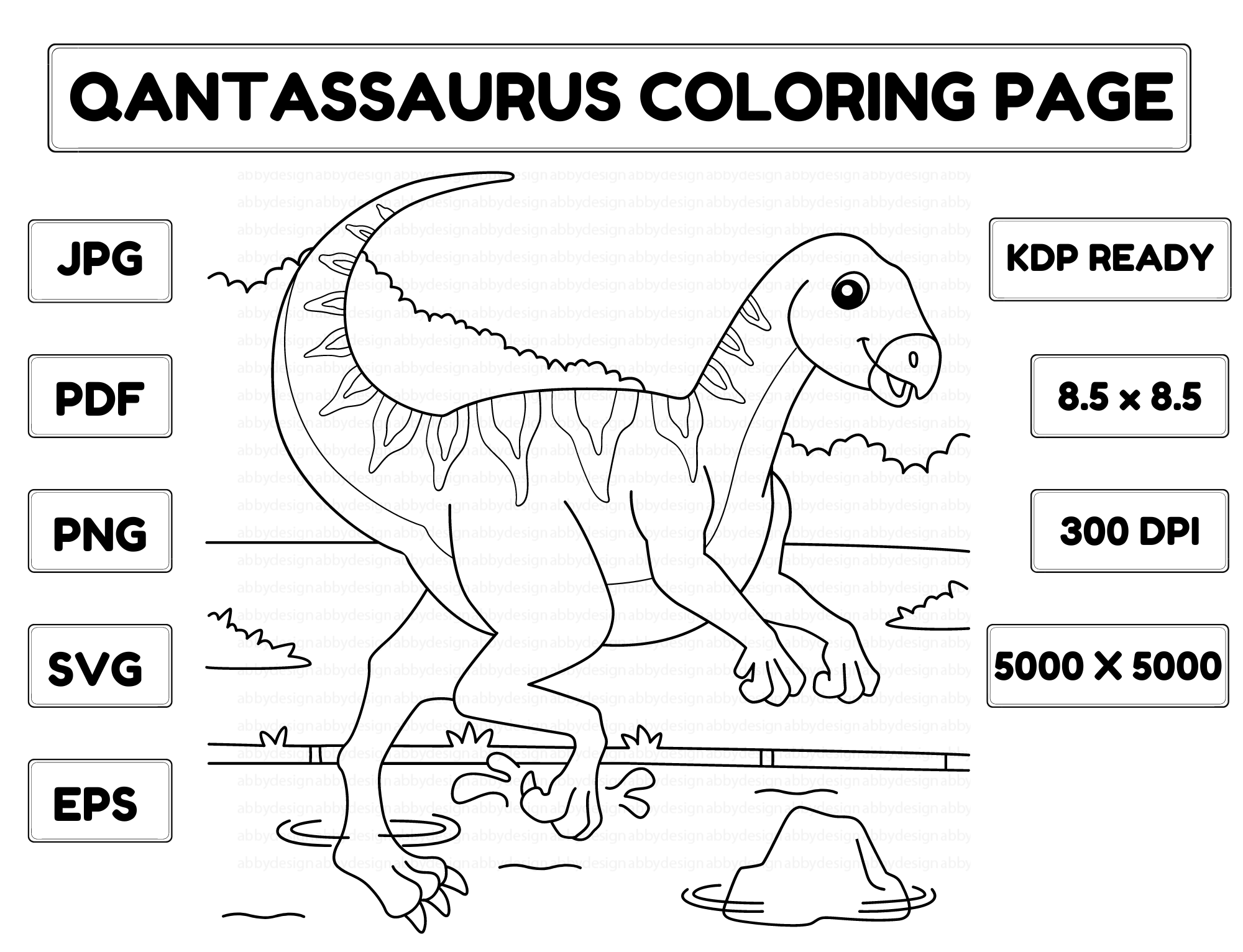 Quantassaurus Qantassaurus Coloring Page for Kids Graphic by abbydesign · Creative ...
