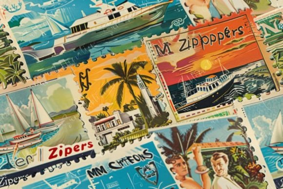 Vintage Travel Postcards Seamless Graphic Patterns By Sun Sublimation
