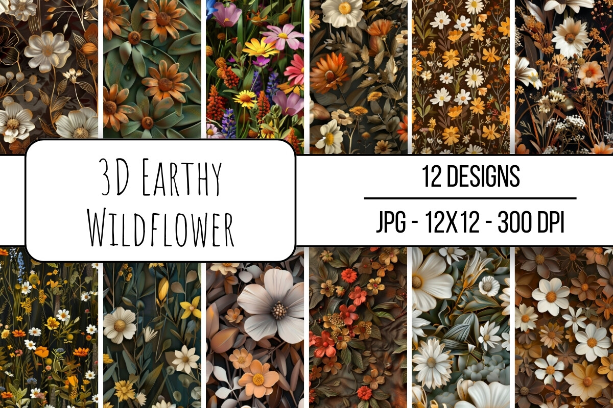 3D Earthy Wildflower Seamless Pattern Graphic by Juniper Moon ...