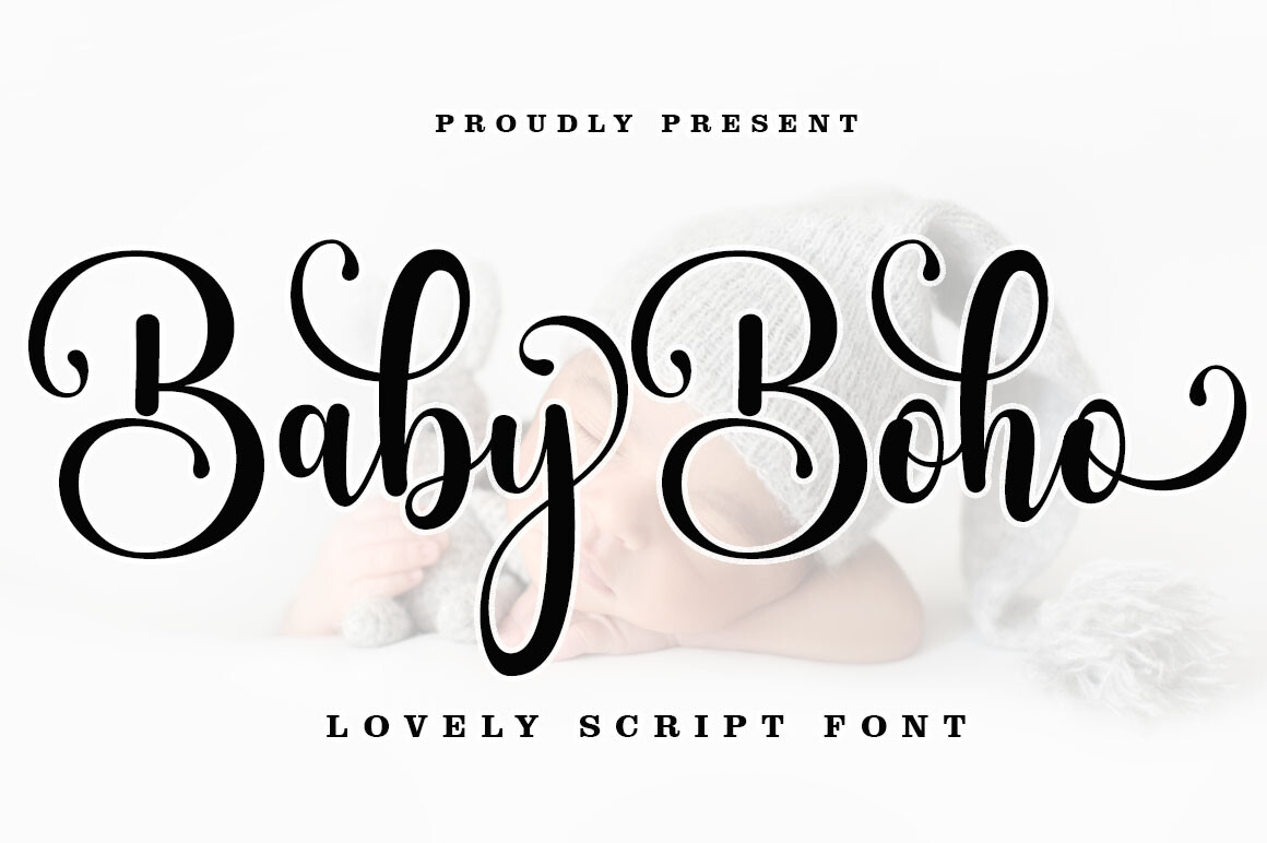 Baby Boho font specimen from Creative Fabrica showing the lettering style