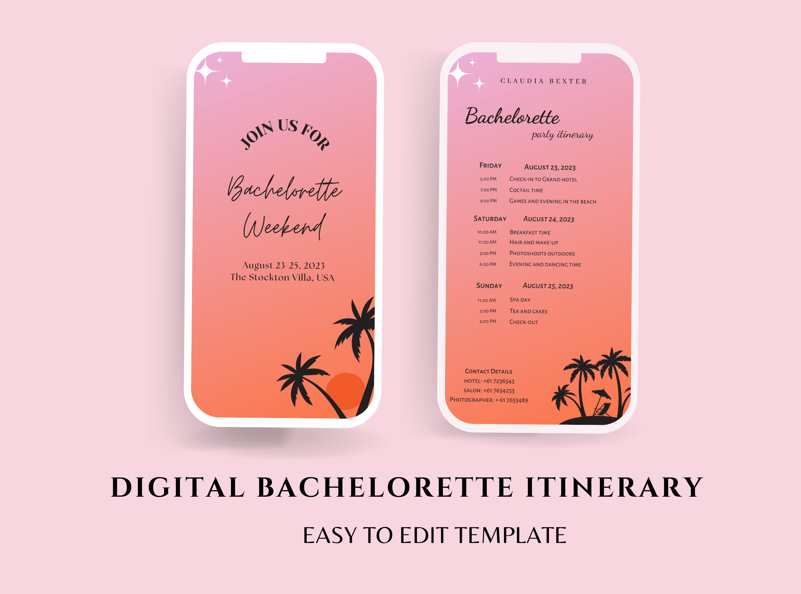 Bachelorette Itinerary Template
