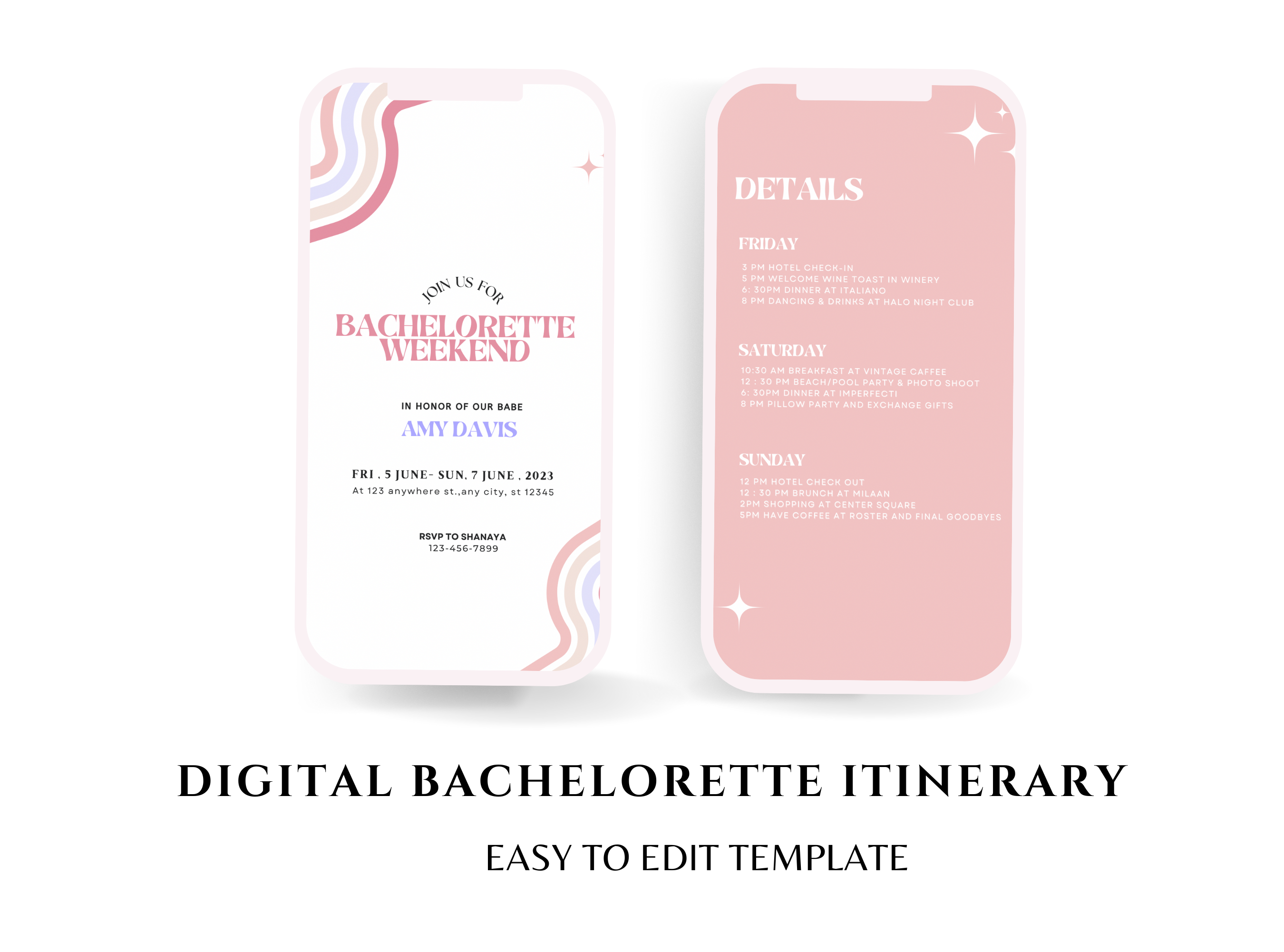 Bachelorette Itinerary Template