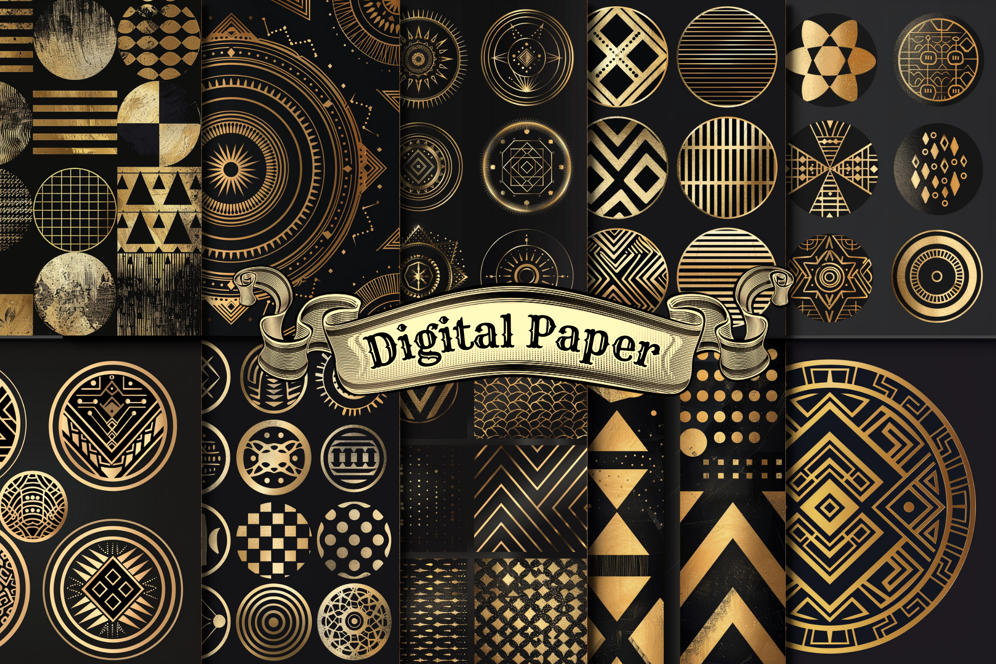 Elegant Black and Gold Digital Paper Graphic by craftsmaker · Creative ...