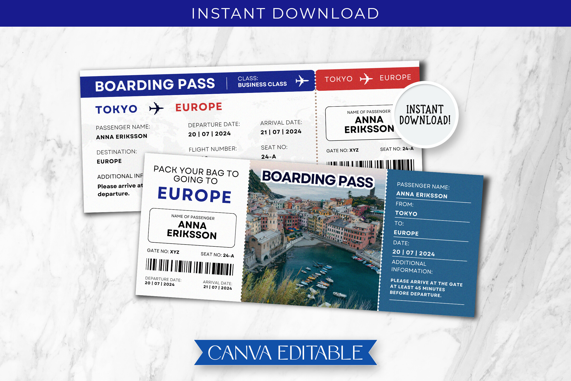 Europe Trip Surprise Gift Ticket Canva