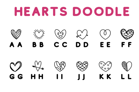 Hearts Doodle Font - Preview 1