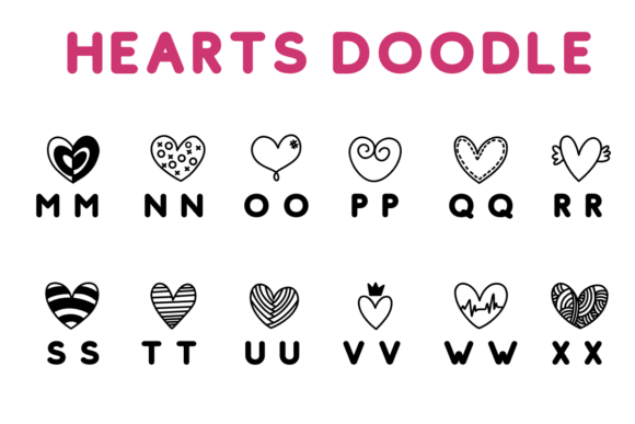 Hearts Doodle Font - Preview 2
