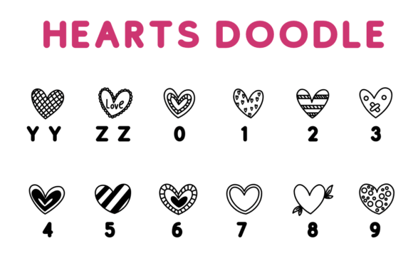 Hearts Doodle Font - Preview 3