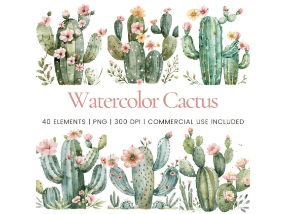 Watercolor Cactus Clipart