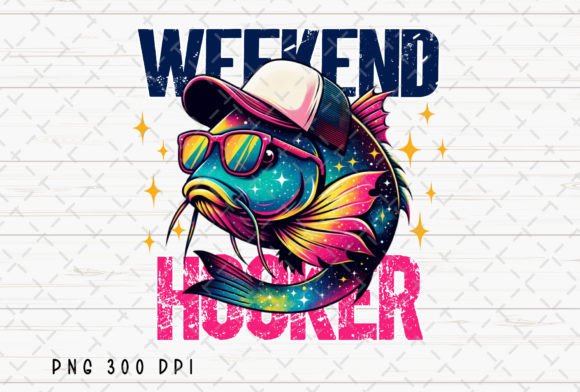 Weekend Hooker Colorful Catfish Fishing Gráfico Ilustraciones Imprimibles Por Flora Co Studio