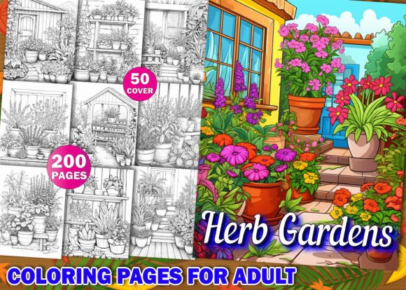 Herb Gardens Coloring Pages for Adults