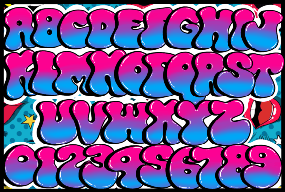 Lovely Graffiti Font PNG with transparent background - Preview 1