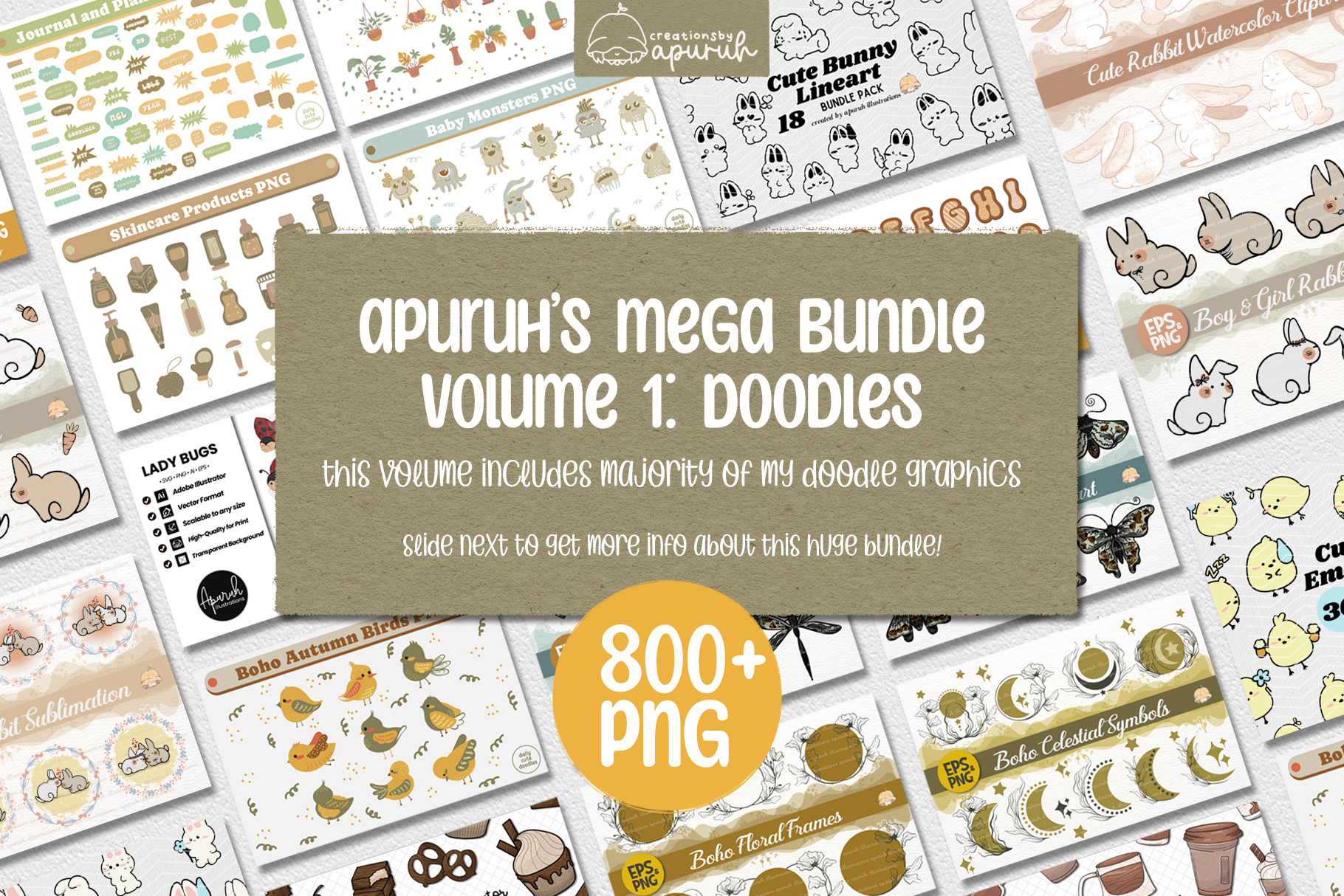 Mega Bundle Volume 1 | Doodle PNG Graphic by creationsbyapuruh ...