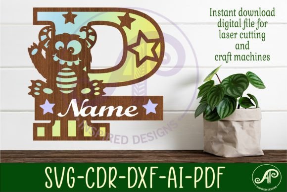 Monster Capital Monogram Letter P SVG · Creative Fabrica