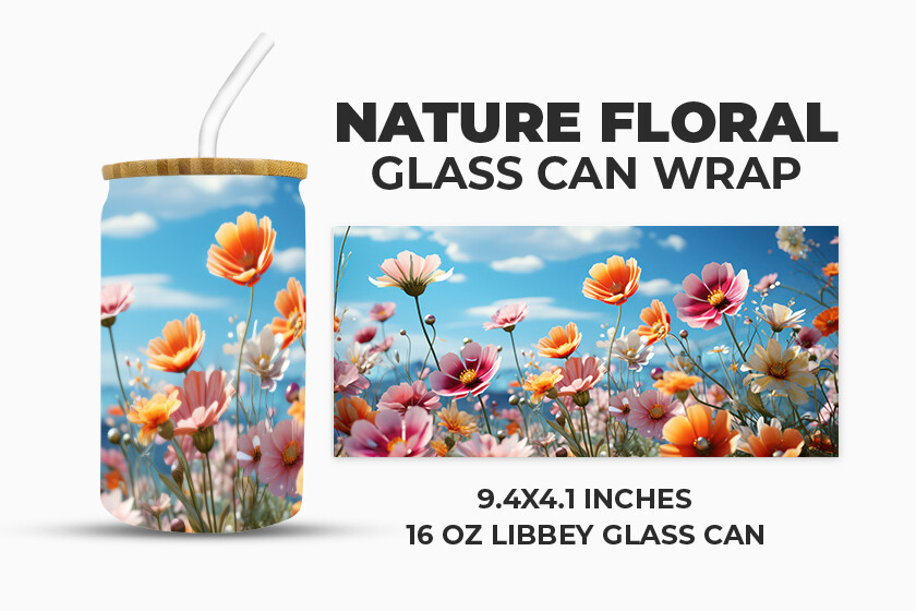 Nature Floral Glass Can Wrap Graphic by Creative World · Creative Fabrica
