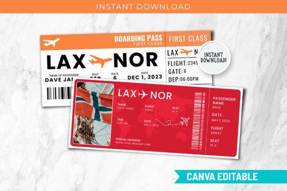 Norway Trip Surprise Gift Ticket Canva