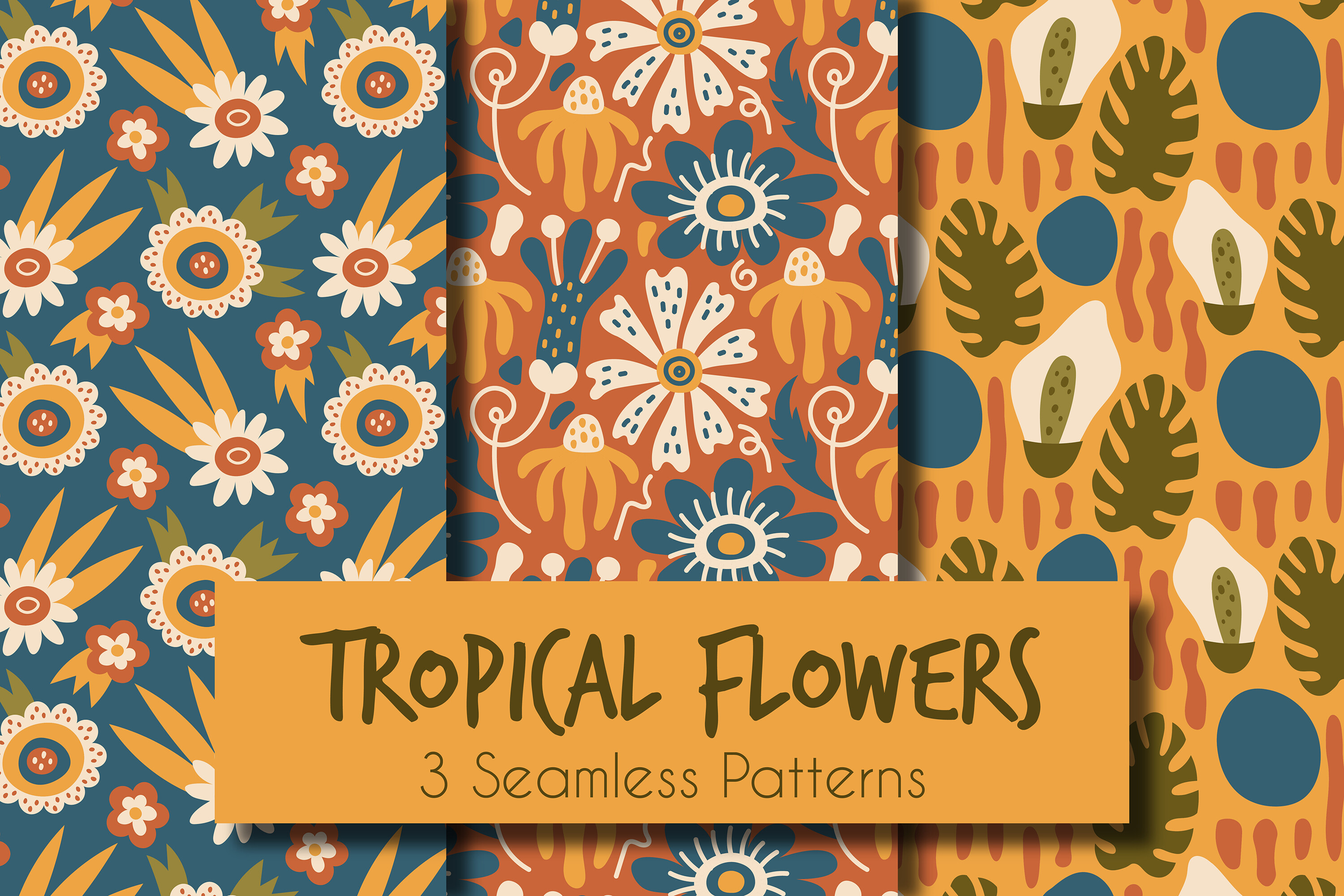 Tropical Flowers Seamless Patterns JPG Graphic by Rin Green · Creative ...