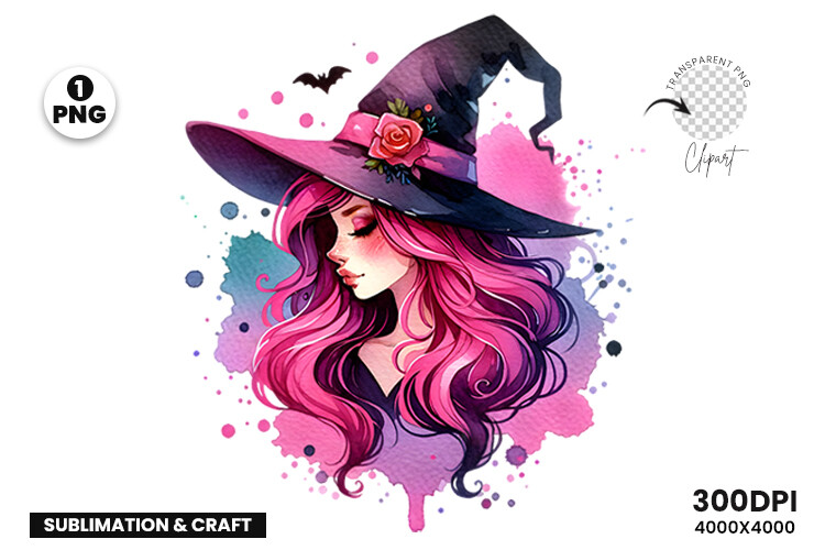 Watercolor Halloween Witch Clipart PNG Graphic by Arslan DigitalCraft ...