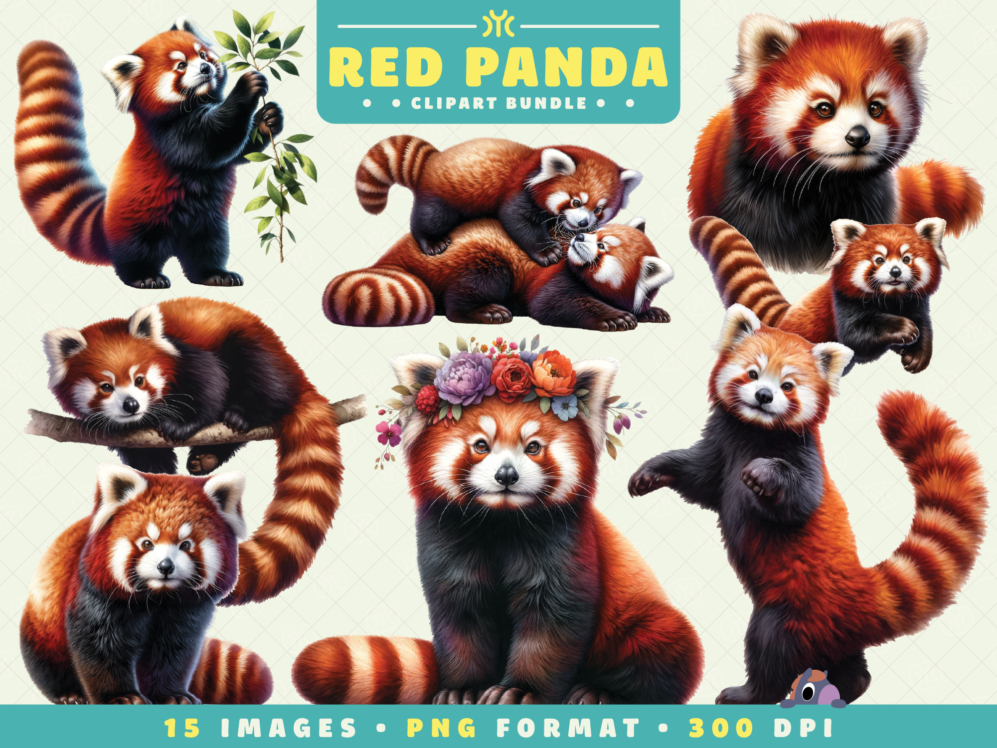 Watercolor Red Panda Clipart Graphic by ymckdesignstudio · Creative Fabrica