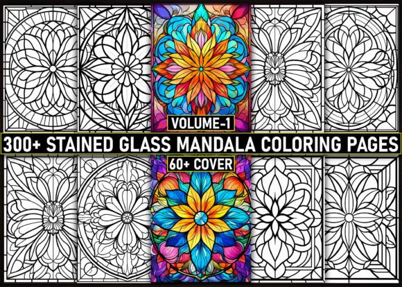 300 stained glass mandala coloring pages bundle for sublimation breed designs