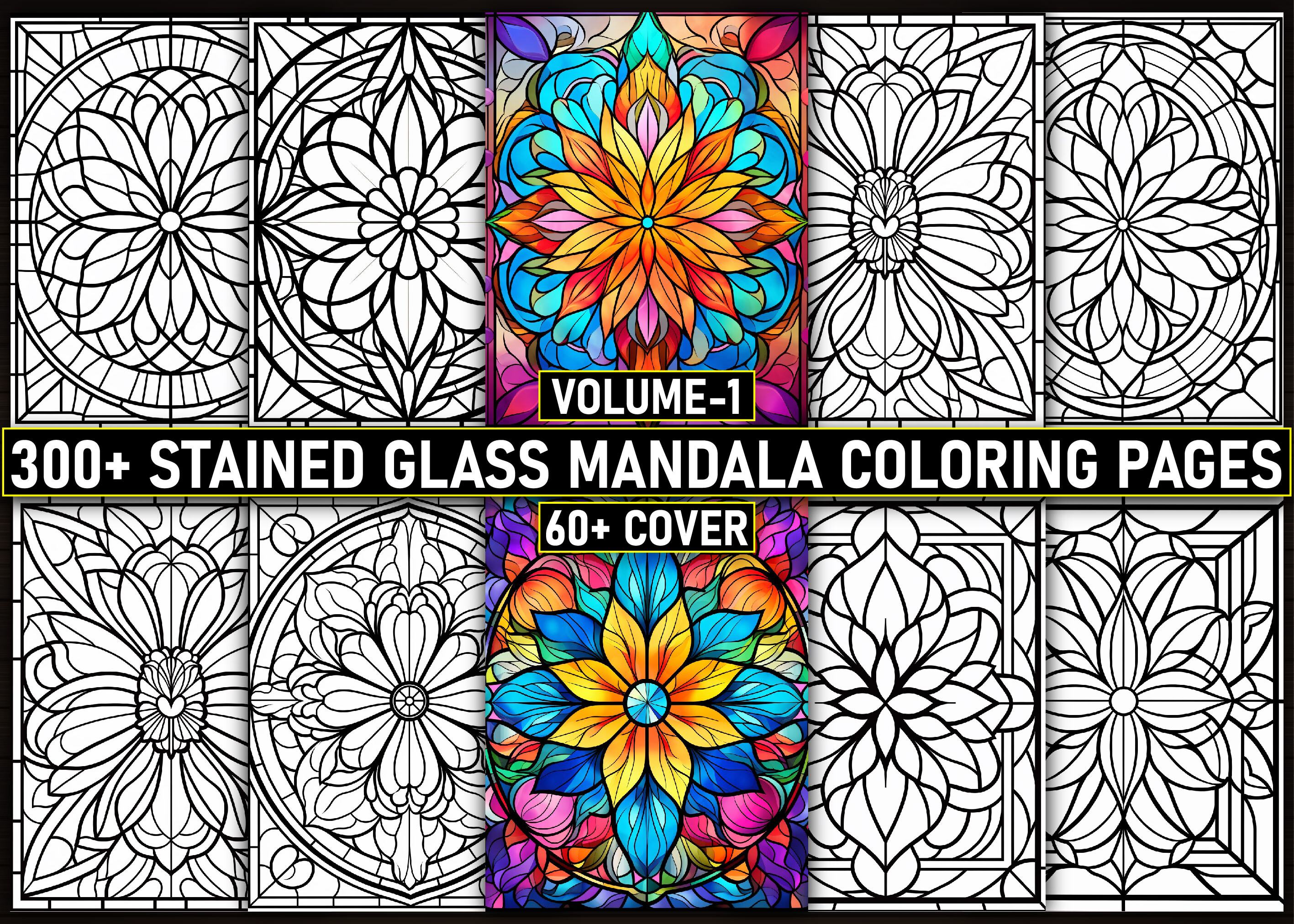 300 Stained Glass Mandala Coloring Pages