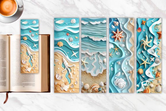 3D Beach Scene Bookmark
