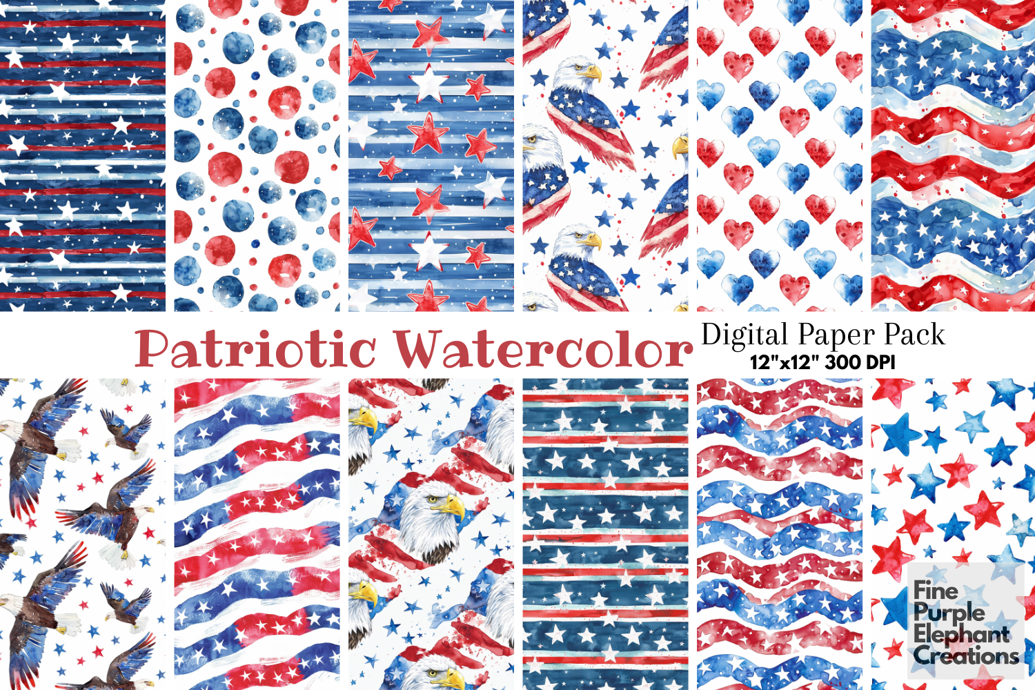 4th of July Watercolor Independence Day Graphic by finepurpleelephant ...