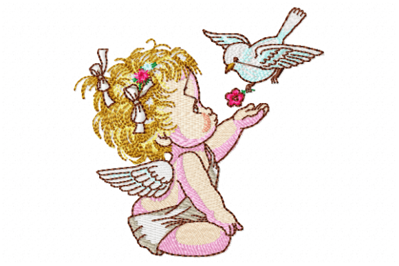 Angel Child Embroidery Design