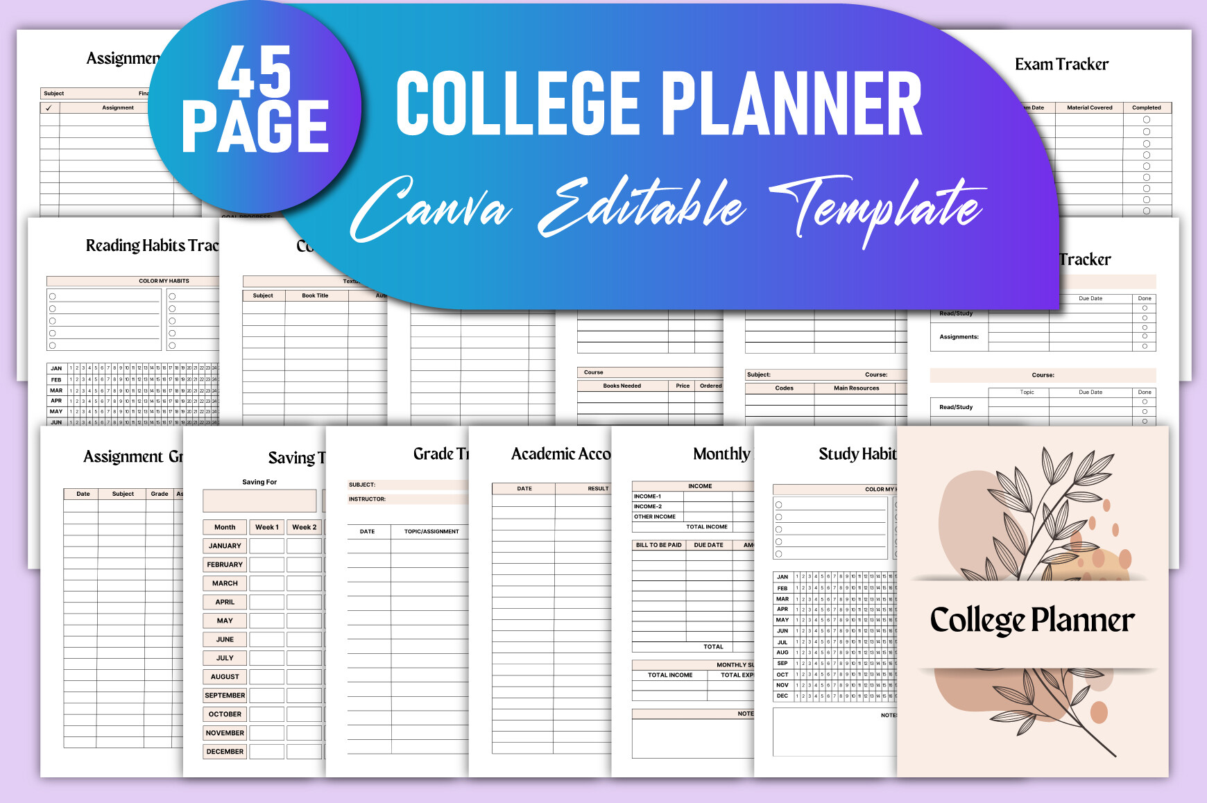 Editable College Planner Canva KDP Graphic by rahimaartwork077 ...