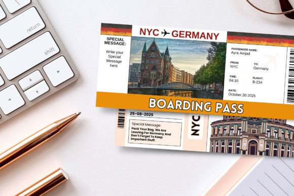 Germany Trip Surprise Gift Ticket Canva