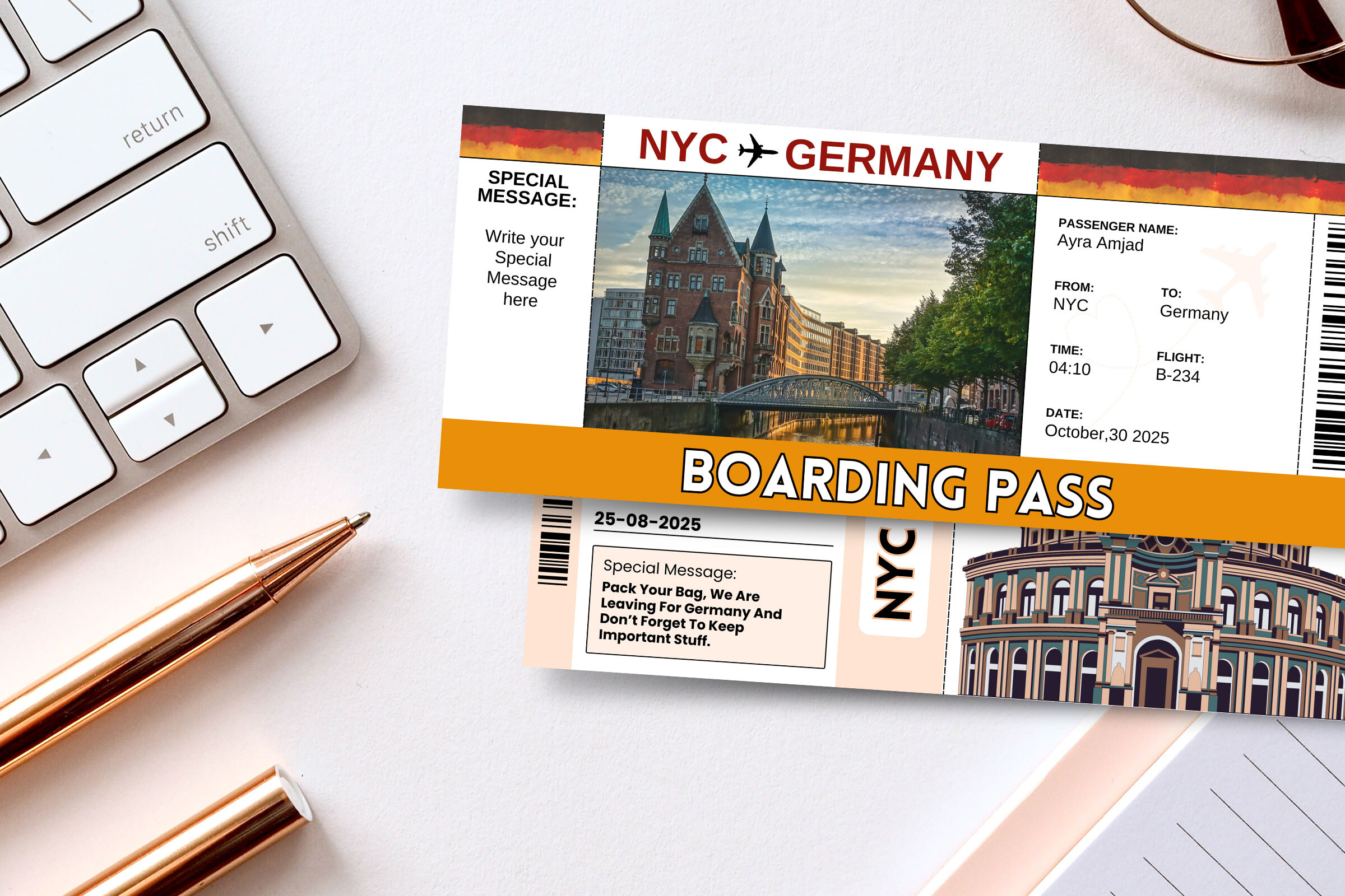 Germany Trip Surprise Gift Ticket Canva