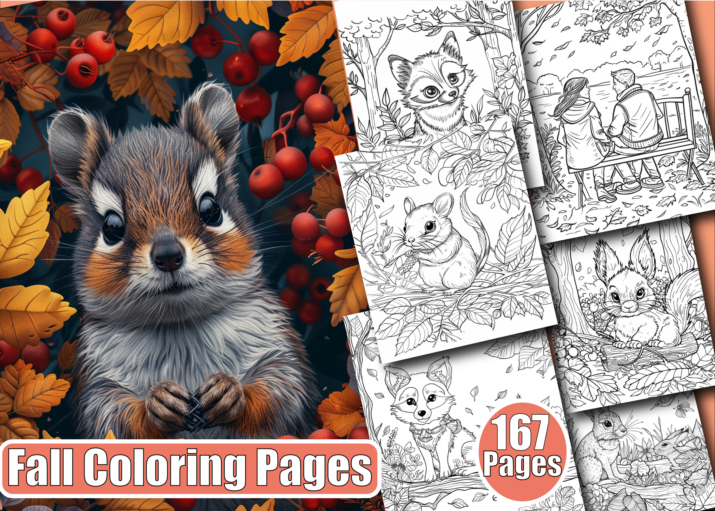 160+ Fall Coloring Pages for Adults