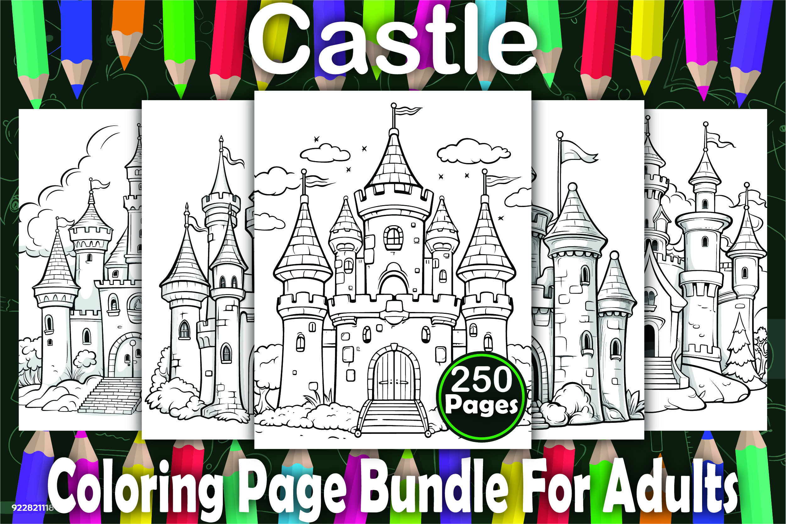 250 Castle Coloring Book Pages