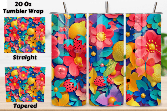 3D Flowers Skinny Tumbler | Seamless PNG Graphic by Florid Printables ...