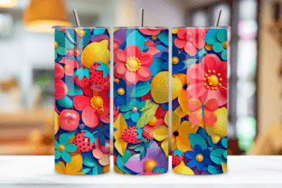 3D Flowers Skinny Tumbler | Seamless PNG Graphic by Florid Printables ...