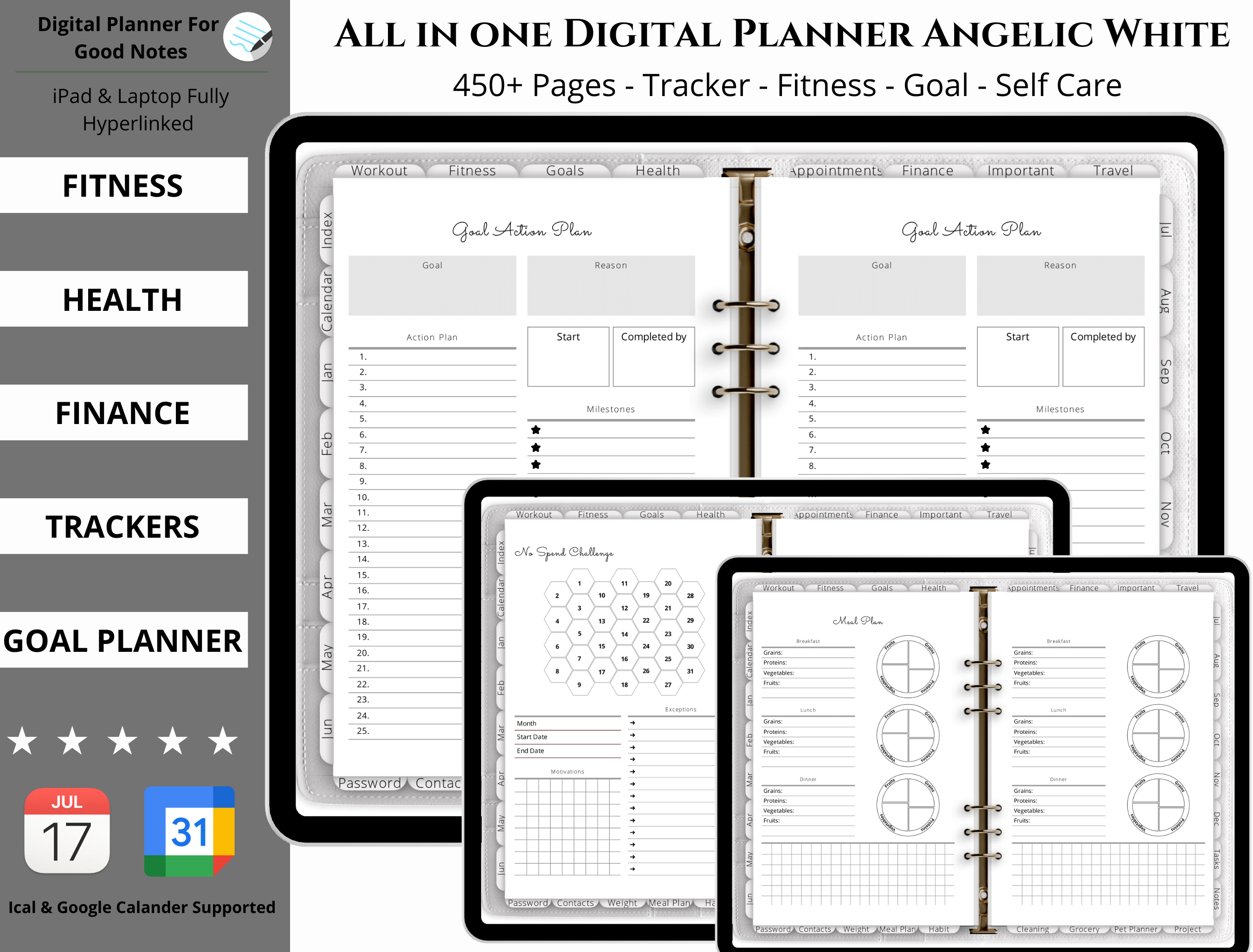 All in One Digital Planner White Graphic by PlannerPlanet · Creative ...