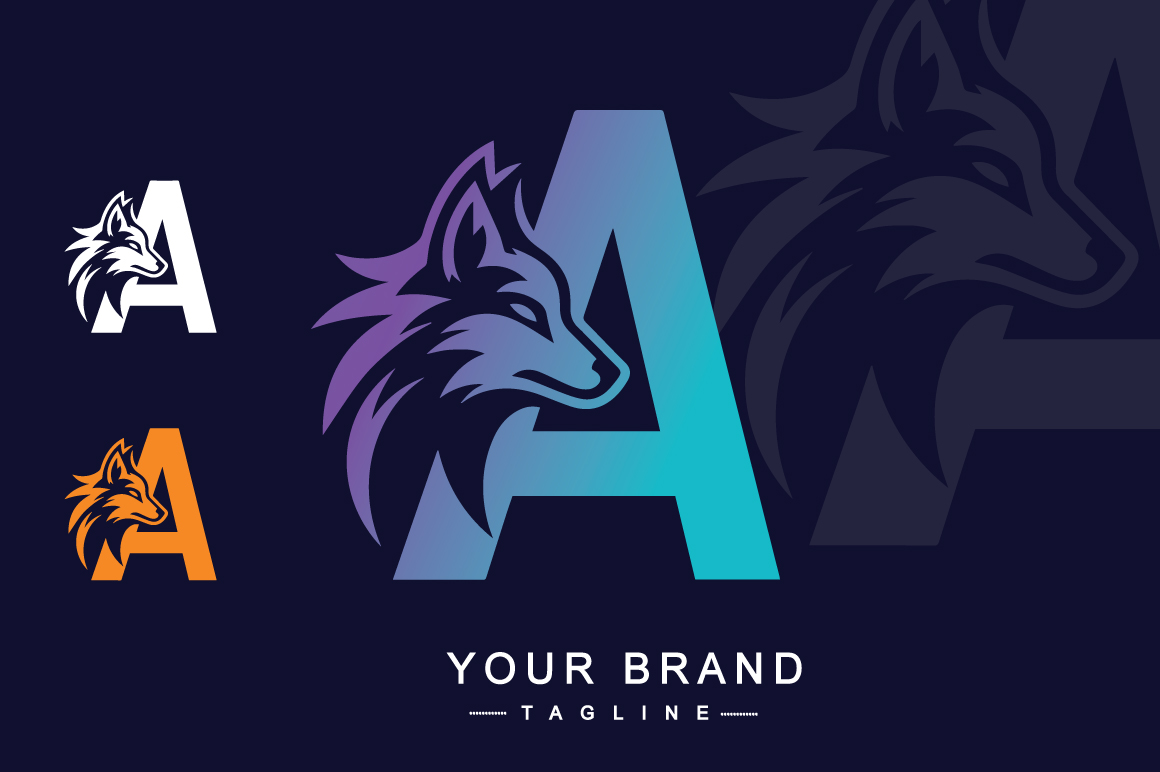 Letter a Wolf Logo Design Vector