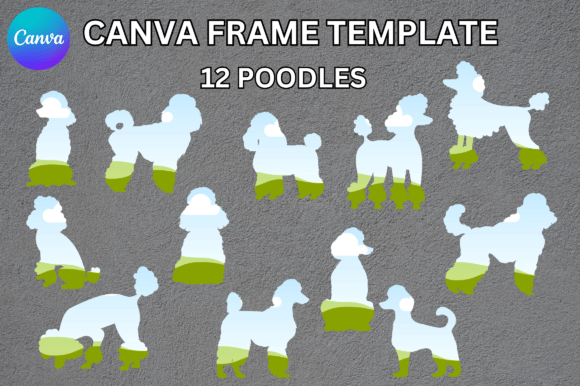 Poodle-shaped editable Canva frame template