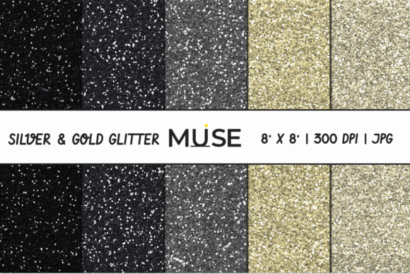Silver Gold Glitter Digital Paper