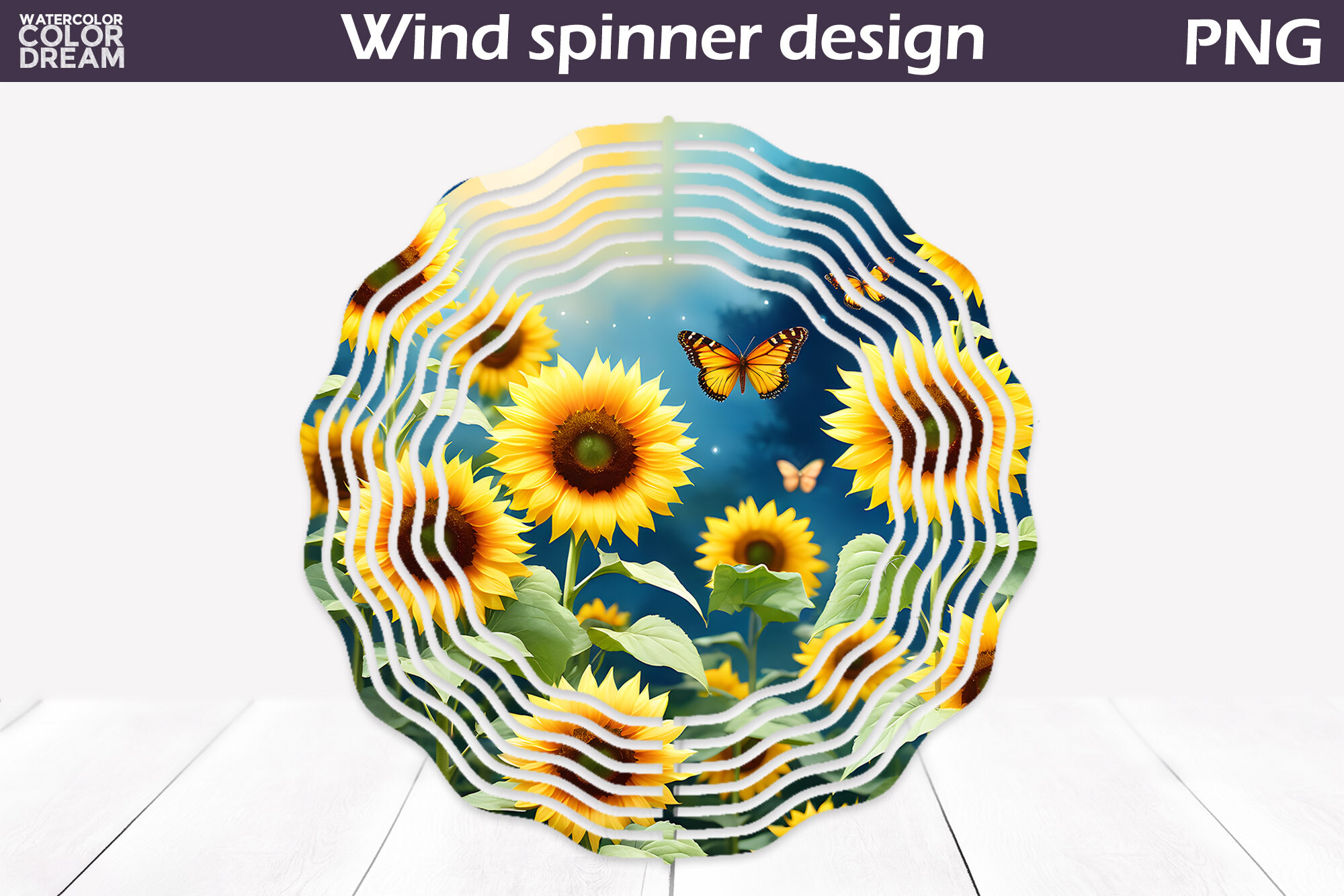 Sunflowers Wind Spinner Graphic by WatercolorColorDream · Creative Fabrica